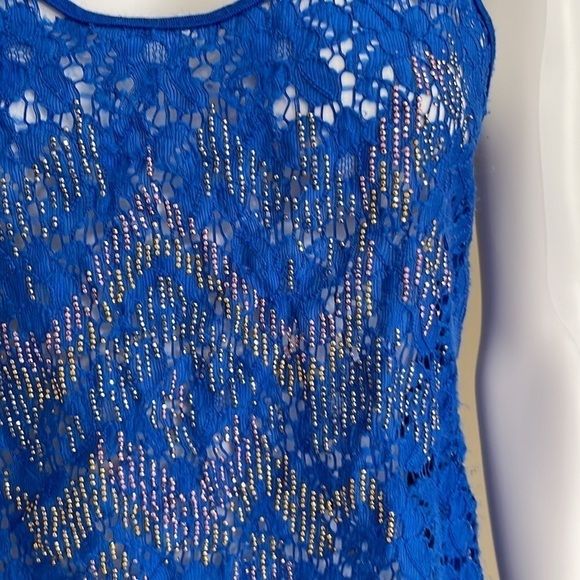 Living Doll Blue Embellished Front Tank. P/A1355/1 - Picture 8 of 9